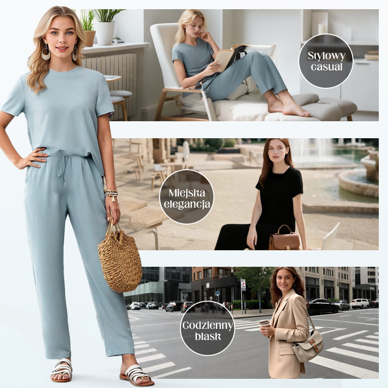 🔥Letnia nowość 50% OFF Wyprzedaż 🔥 Damski miękki casualowy top i zestaw spodni