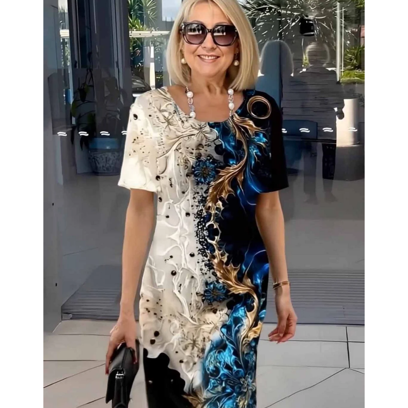 👗 Trójwymiarowy kwiatowy wzór na lekkiej letniej sukience dla kobiet✨