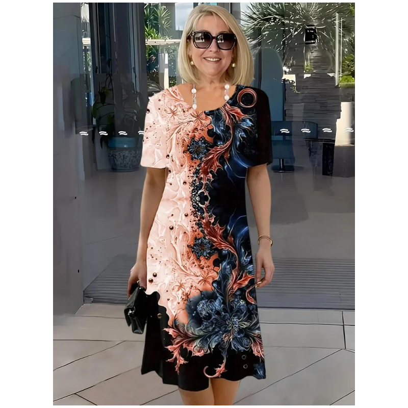 👗 Trójwymiarowy kwiatowy wzór na lekkiej letniej sukience dla kobiet✨