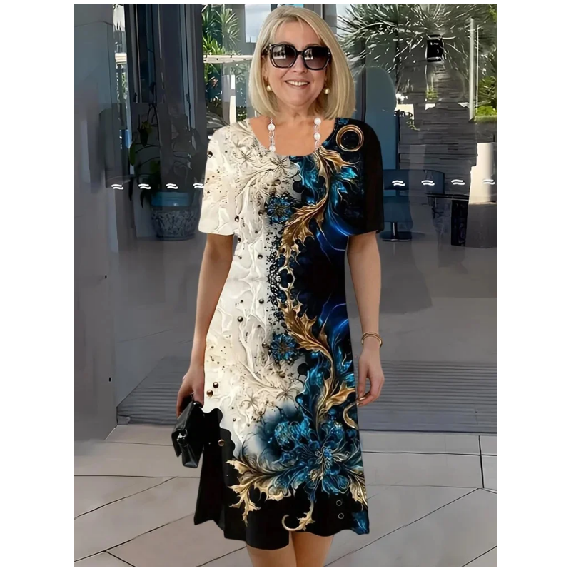 👗 Trójwymiarowy kwiatowy wzór na lekkiej letniej sukience dla kobiet✨