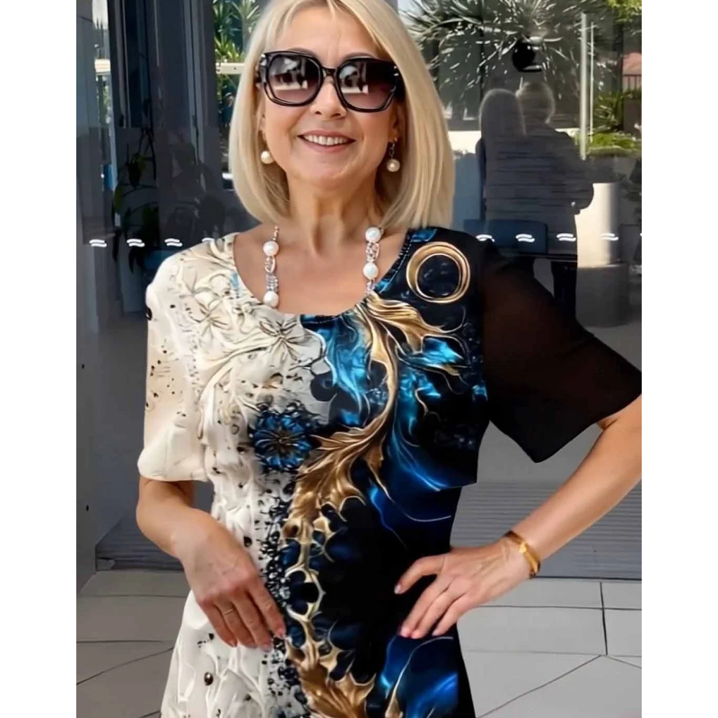👗 Trójwymiarowy kwiatowy wzór na lekkiej letniej sukience dla kobiet✨