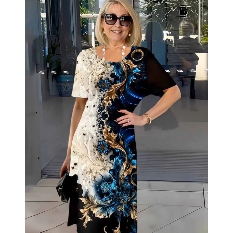 👗 Trójwymiarowy kwiatowy wzór na lekkiej letniej sukience dla kobiet✨